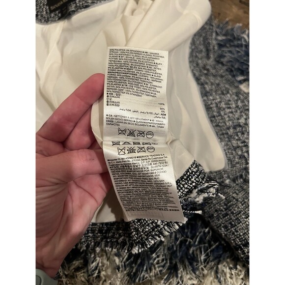 Banana Republic Navy & White Tweed Zip-Up Blazer Jacket – Size 00 - Picture 11 of 14